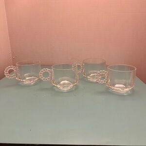 VTG HAZEL ATLAS BALL & RIB PATTERN CUPS SET OF 4
